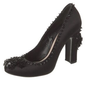 Prada black Satin embellishments pump Heels